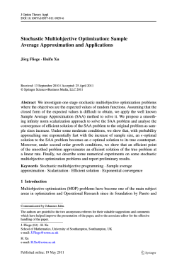 Stochastic Multiobjective Optimization: Sample Average Approximation and Applications Jörg Fliege · Huifu Xu