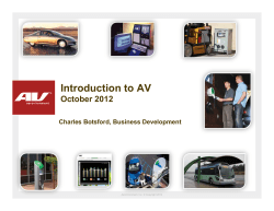 Introduction to AV October 2012 Charles Botsford, Business Development © 2009 AeroVironment, Inc.