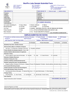 SteriPro Labs Sample Submittal Form