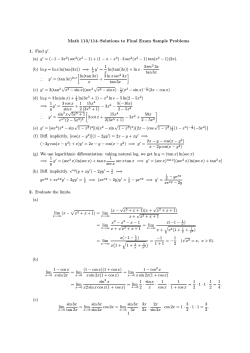 Math 113/114–Solutions to Final Exam Sample Problems 1. Find y . (a) y