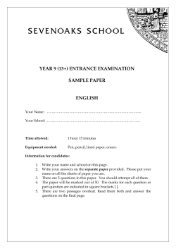 YEAR 9 (13+) ENTRANCE EXAMINATION  SAMPLE PAPER ENGLISH