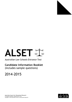 ALSET 2014-2015 Candidate Information Booklet (includes sample questions)