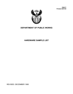 DEPARTMENT OF PUBLIC WORKS HARDWARE SAMPLE LIST REVISED: DECEMBER 1995 PW377