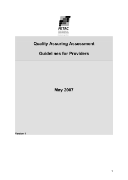 Quality Assuring Assessment Guidelines for Providers May 2007