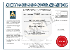 ACCREDITATION COMMISSION FOR CONFORMITY ASSESSMENT BODIES Certificate of Accreditation ACCAB