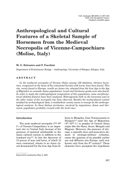 Anthropological and Cultural Features of a Skeletal Sample of Necropolis of Vicenne-Campochiaro