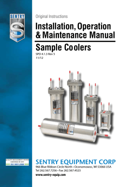 Installation, Operation &amp; Maintenance  Manual Sample Coolers SENTRY EQUIPMENT CORP