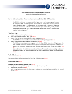 Own Risk and Solvency Assessment (ORSA) Summary Sample Outline Including Explanations