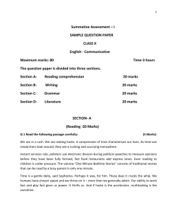 Summative Assessment – I SAMPLE QUESTION PAPER CLASS X English - Communicative