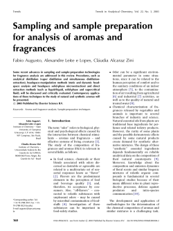 Sampling and sample preparation for analysis of aromas and fragrances