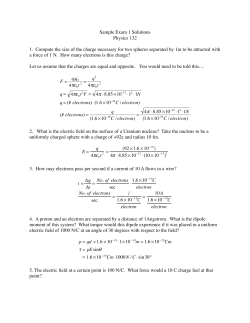 Sample Exam 1 Solutions Physics 132