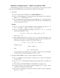 Solution to Sample Exam 1. Math 113 Summer 2014.