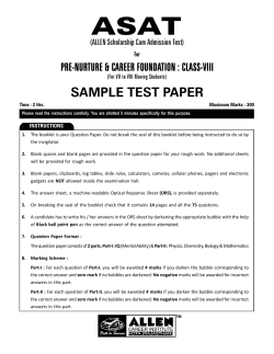 ASAT SAMPLE TEST PAPER PRE-NURTURE &amp; CAREER FOUNDATION : CLASS-VIII