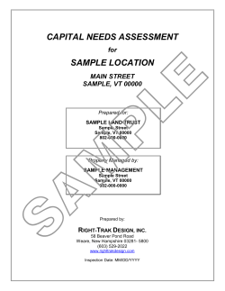 CAPITAL NEEDS ASSESSMENT SAMPLE LOCATION for MAIN STREET