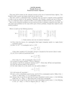 MATH 609-600 Sample Exam #1 Numerical Linear Algebra
