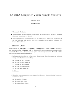 CS 231A Computer Vision Sample Midterm October, 2012 Solution Set