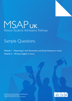 MSAP UK Sample Questions Mature Students Admissions Pathway