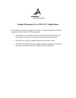 Sample Documents for AGD PACE Applications