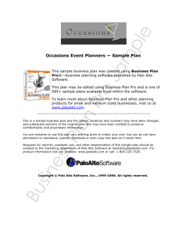 Occasions Event Planners — Sample Plan