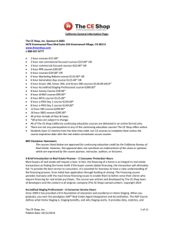 California General Information Page: The CE Shop, Inc. Sponsor #-4883