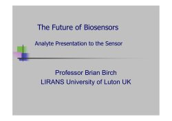 The Future of Biosensors Professor Brian Birch LIRANS University of Luton UK