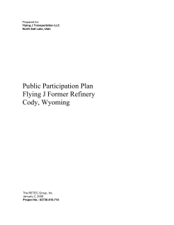 Public Participation Plan Flying J Former Refinery Cody, Wyoming