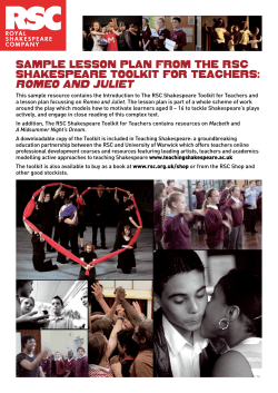Sample leSSon plan from The rSC ShakeSpeare ToolkiT for TeaCherS: