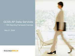 GCSS-AF Data Services + + RIA Reporting Framework Overview May 21, 2009
