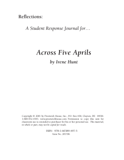 Across Five Aprils Reflections: A Student Response Journal for… by Irene Hunt