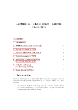 Lecture 11: TEM: Beam - sample interaction Contents