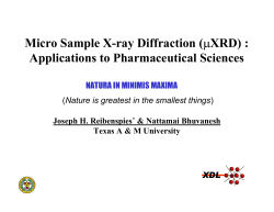 Micro Sample X-ray Diffraction ( Applications to Pharmaceutical Sciences XRD) :