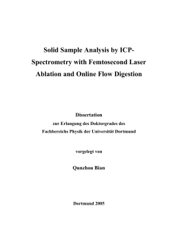 Solid Sample Analysis by ICP- Spectrometry with Femtosecond Laser Dissertation