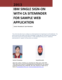 2013 IBM SINGLE SIGN-ON WITH CA SITEMINDER FOR SAMPLE WEB