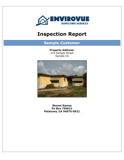 Inspection Report Sample Customer Property Address: Steven Ramos