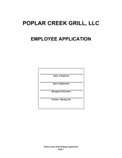 POPLAR CREEK GRILL, LLC EMPLOYEE APPLICATION