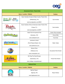 Amusement Parks / Theme Parks Position Name / Location / Website