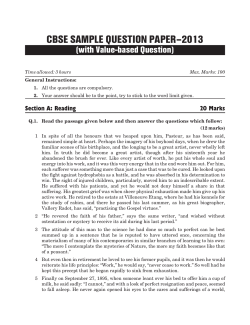 CBSE SAMPLE QUESTION PAPER–2013 (with Value-based Question) Section A: Reading 20 Marks