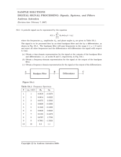 SAMPLE SOLUTIONS Signals, Systems, and Filters Andreas Antoniou