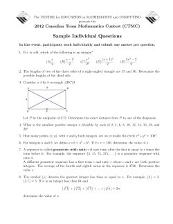 Sample Individual Questions 2012 Canadian Team Mathematics Contest (CTMC)