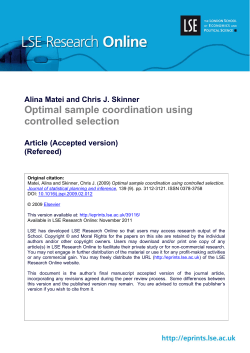 Optimal sample coordination using controlled selection  Alina Matei and Chris J. Skinner