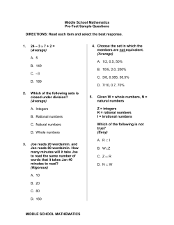 Middle School Mathematics Pre-Test Sample Questions