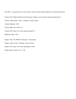This PDF is a selection from an out-of-print volume from... Volume Title: Higher Education and Earnings: College as an Investment...