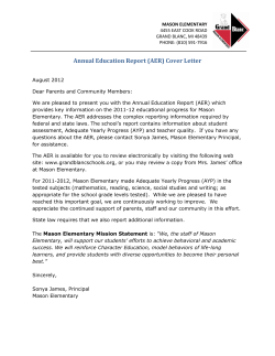 Annual Education Report (AER) Cover Letter