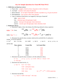 Key for Sample Questions for Chem 002 Final WS12