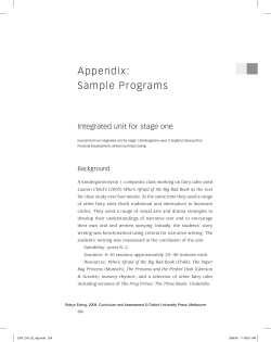 Appendix: Sample Programs Integrated unit for stage one