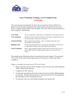 Truss Technician Training - Level I Sample Exam ANSWERS