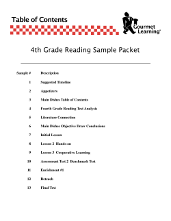 Table of Contents 4th Grade Reading Sample Packet Gourmet Learning
