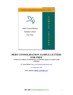 DEBT CONSOLIDATION SAMPLE LETTERS FOR FREE