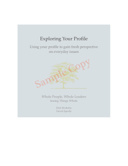 Sample Copy Exploring Your Profile Using your profile to gain fresh perspective