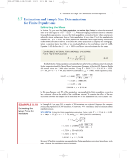 8.7 Estimation and Sample Size Determination for Finite Populations Estimating the Mean